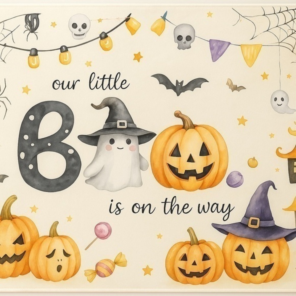 Halloween Themed Baby Announcement Banner
